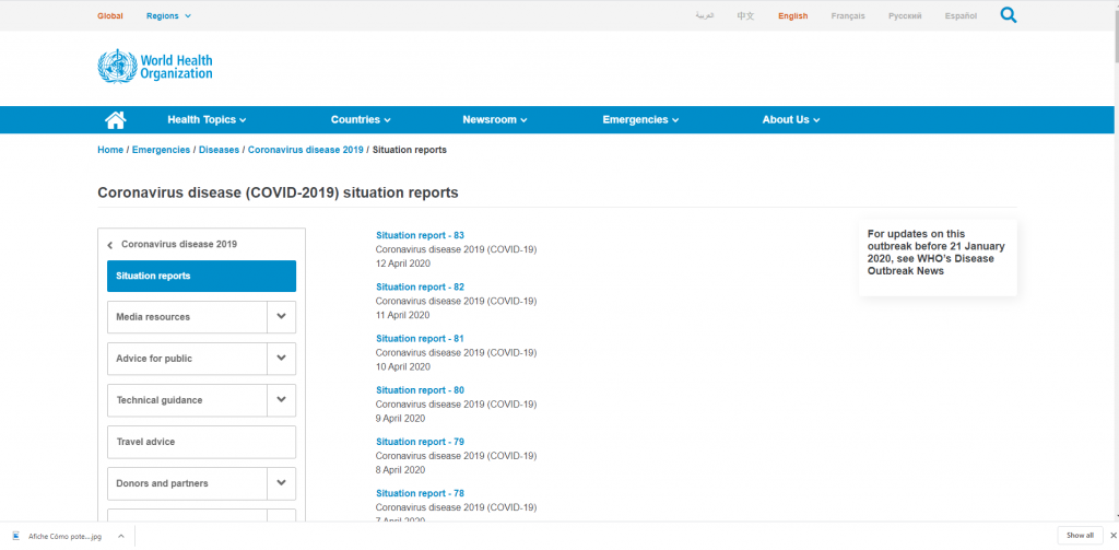Imagen vinculada a Coronavirus disease (COVID-2019) situation reports