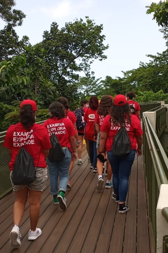 Foto de vista de las participantes caminando de espaldas