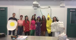 Photo of Students from the course NUTR 4086 – Menu for Foodservice Systems dressed as food to celebrate Halloween